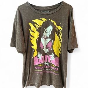 Aaliyah 1996 Greatest Hits Graphic Tee Brown Washed Oversized Vintage Style